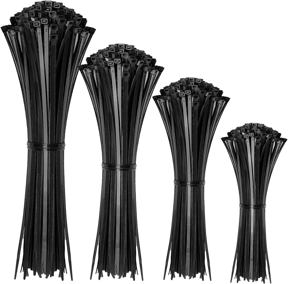 Assorted Sizes Zip Ties - 400 Self-Locking Nylon Cable Ties for Home & Office