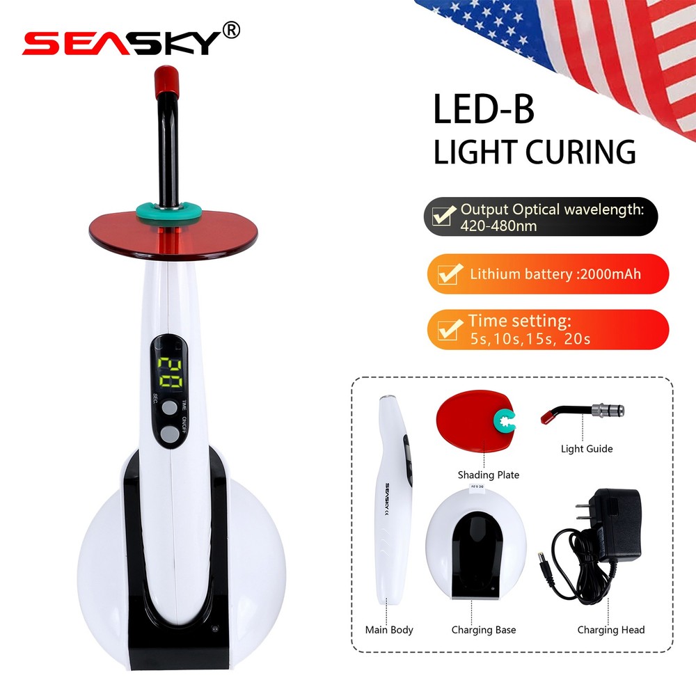 Dental Wireless LED.B Curing Light Lamp Cordless Adjustable Working Time USA