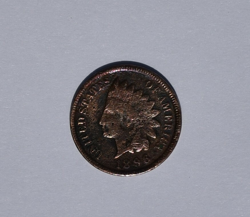 1896 Indian Head One Cent Penny Error Bronze Slight Rainbow Tone Error