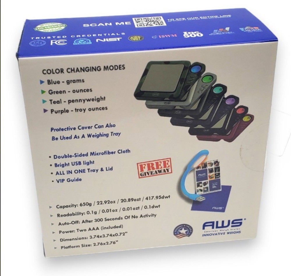 AWS Multi -Function Scale 650g 0.1g Digital Scale Blade-650-BLU