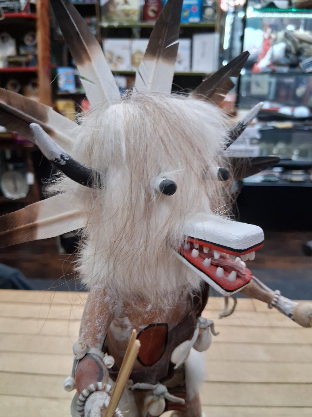 White Ogre Kachina Doll Hand Carved Hopi Style Figure