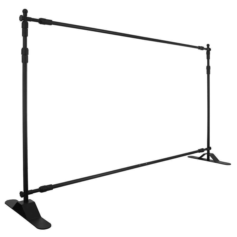 8x10Ft Banner Stand Heavy-Duty Backdrop Telescopic Adjustable Repeat Step w/ Bag