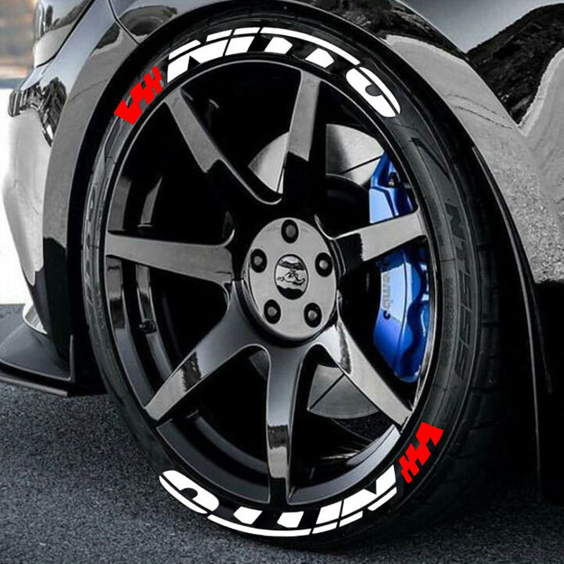 8 Sets NITTO Permanent Tire Lettering Sticker 1.06'' 14''-22'' With Glue Tools