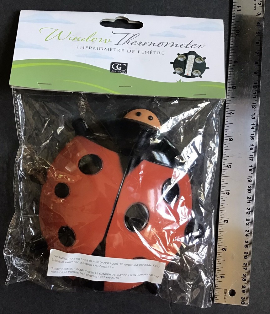 GiftCraft Window Thermometer Ladybug Shaped with Suction Cups