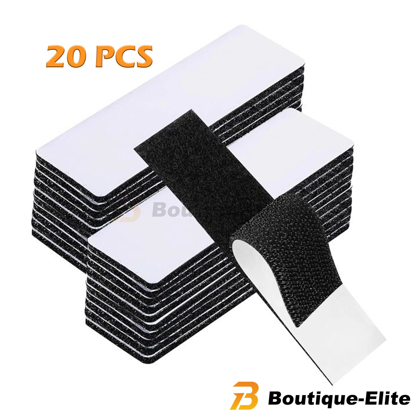20 Sets Heavy Duty Hook & Loop Adhesive Strips 1x4” Black Sticky Back Fastener