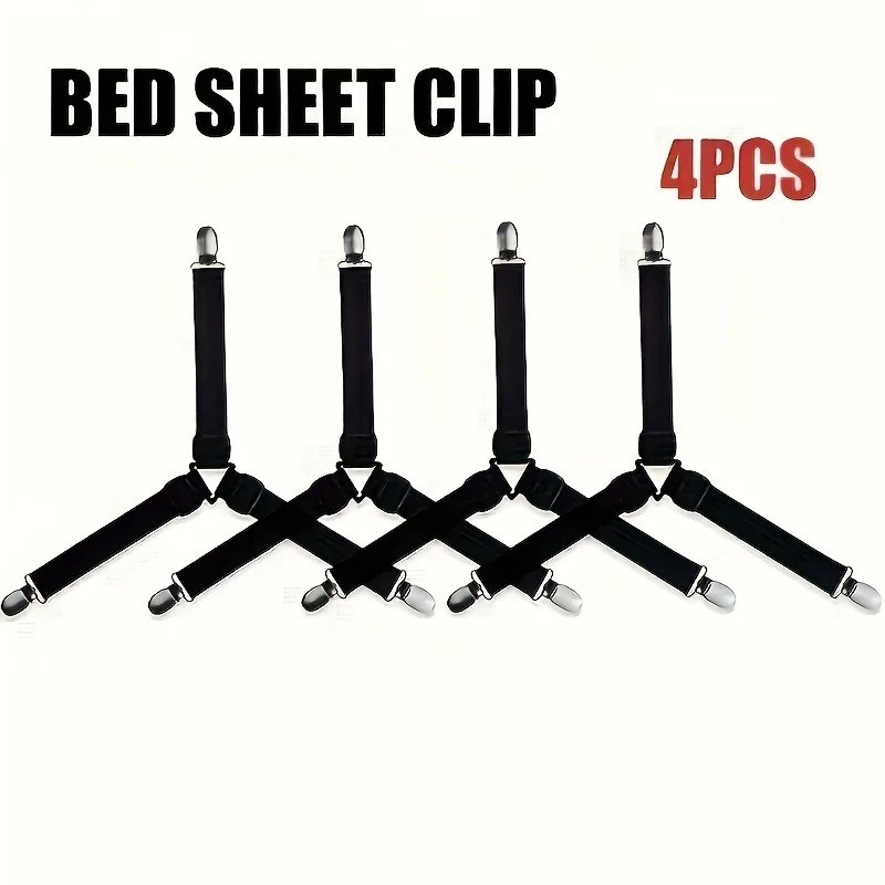 4 Pcs Adjustable Triangle Fitted Straps Fasteners Holders Garters for Bed Sheets