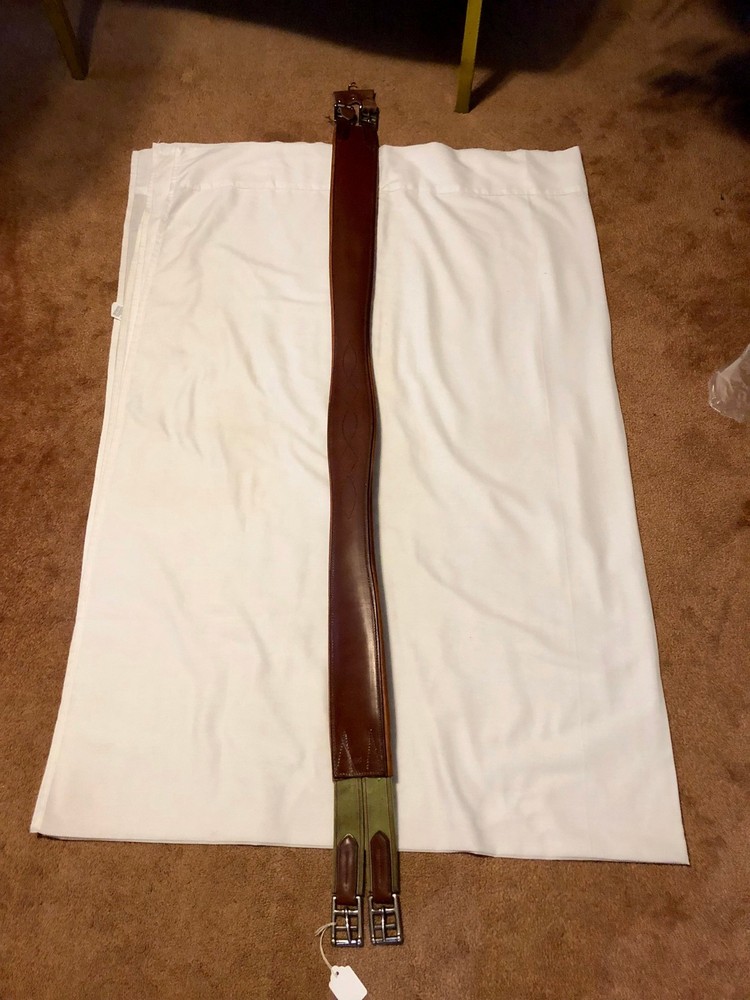 Leather Fancy Stitched Panel Girth Brown 54