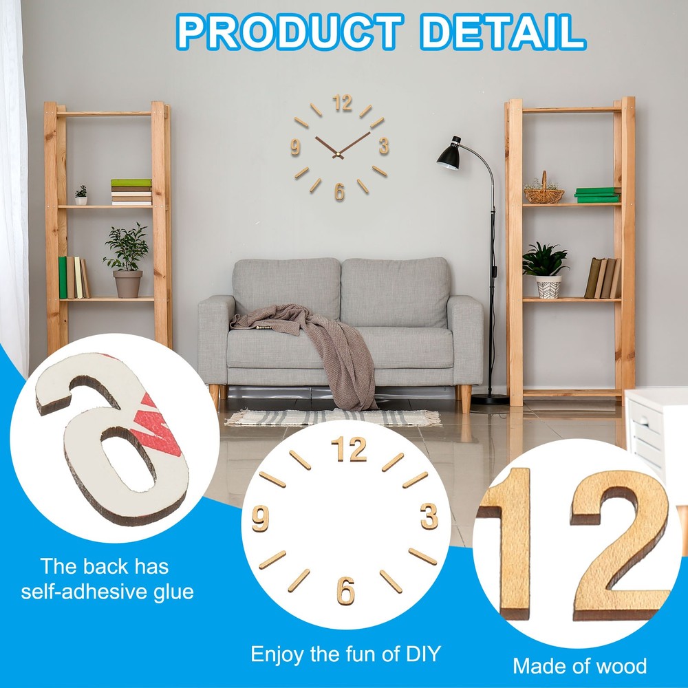 Wooden Clock Numbers Kit, Clock Accessories, Arabic