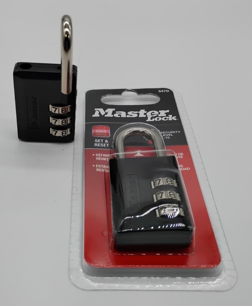 Master Lock 647EC2 Padlock 3-Digit Combination, Steel Shackle, Resettable 2Pcs