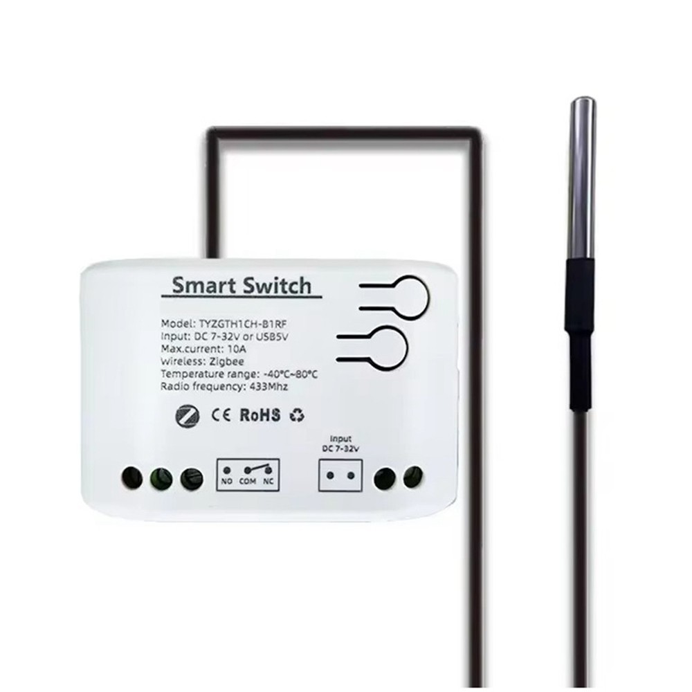 Tuya Smart Zigbee Switch with Temperature Sensor, Passive Dry Contact - Zi7245