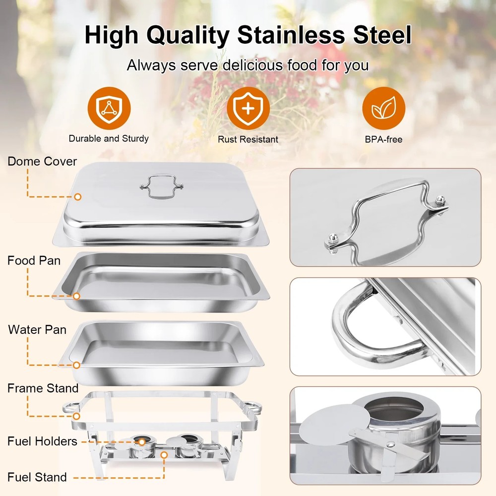 13QT Chafing Dish Buffet Set Rectangular Stainless Steel Buffet Catering Party