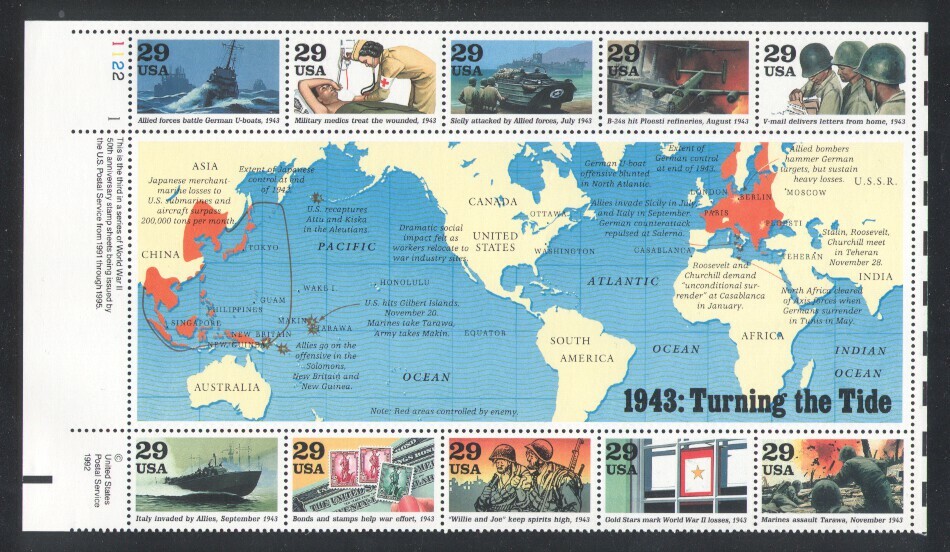 1993 U.S. COMMEMORATIVE YEAR SET *91 STAMPS* INCL WWII SHEET & PRIORITY MINT-NH