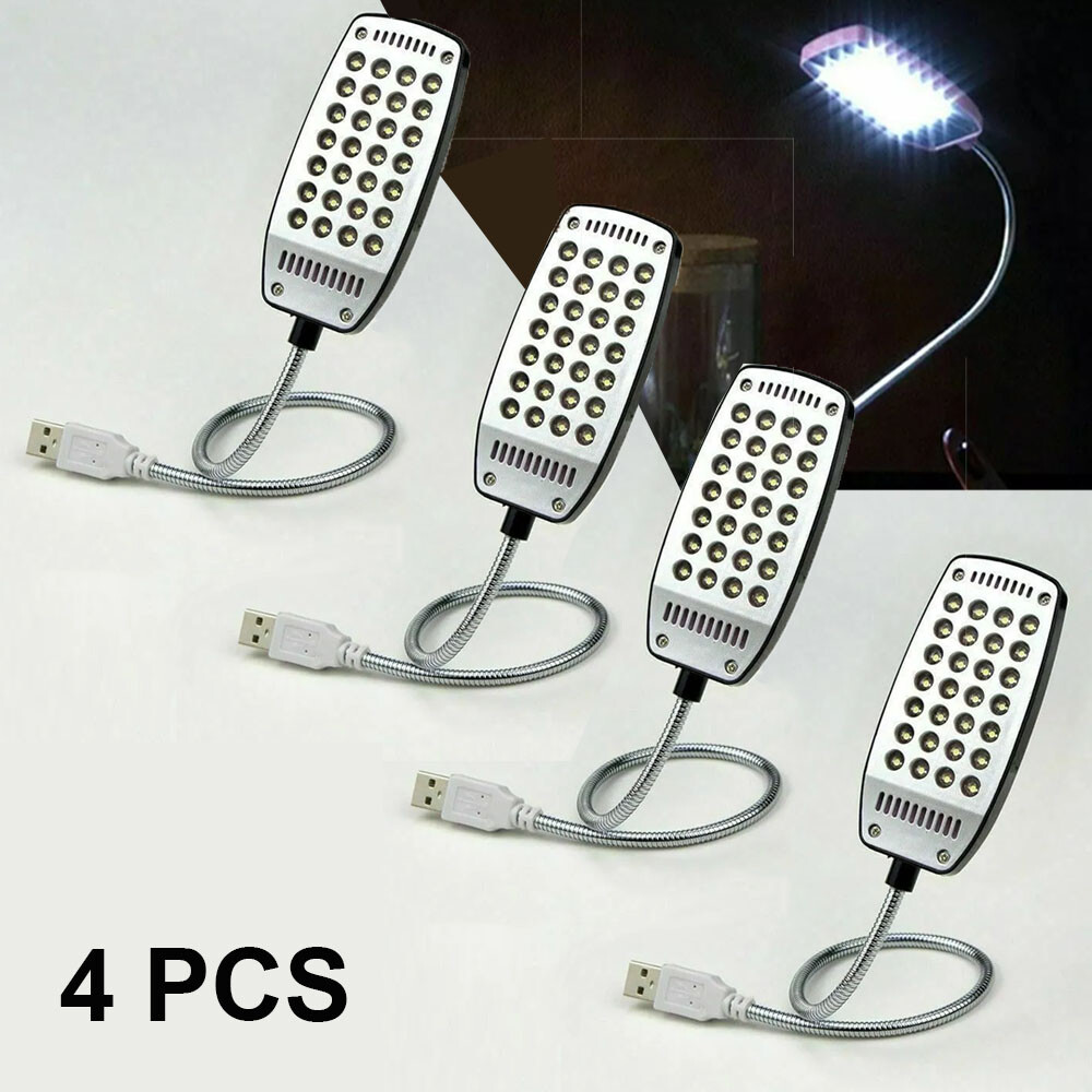 4xFlexible 28LED USB Light Lamp For Laptop PC Computer Notebook Reading Light