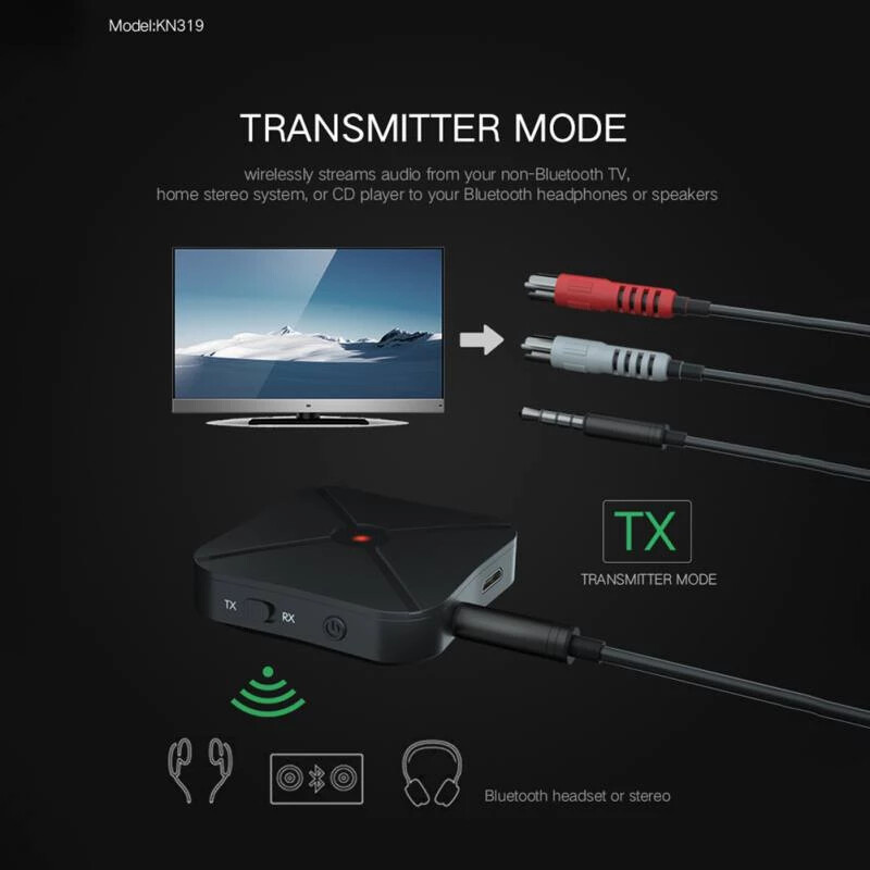 Recibidor De Audio Bluetooth Con Auxiliar 3.5 mm Transmisor Cable RCA Incluido