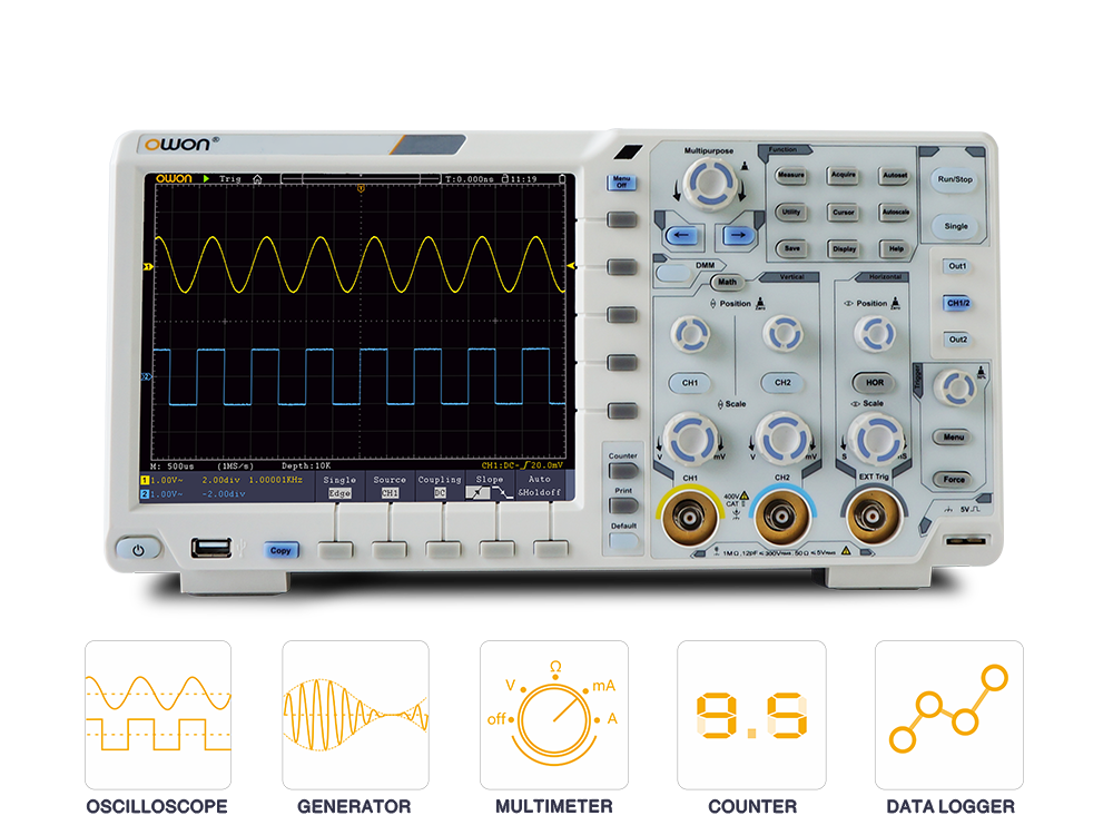 OWON XDS3202E oscilloscope 200Mhz 1G 2chs 8bits ADC Decoding Kit LCD FFT USB