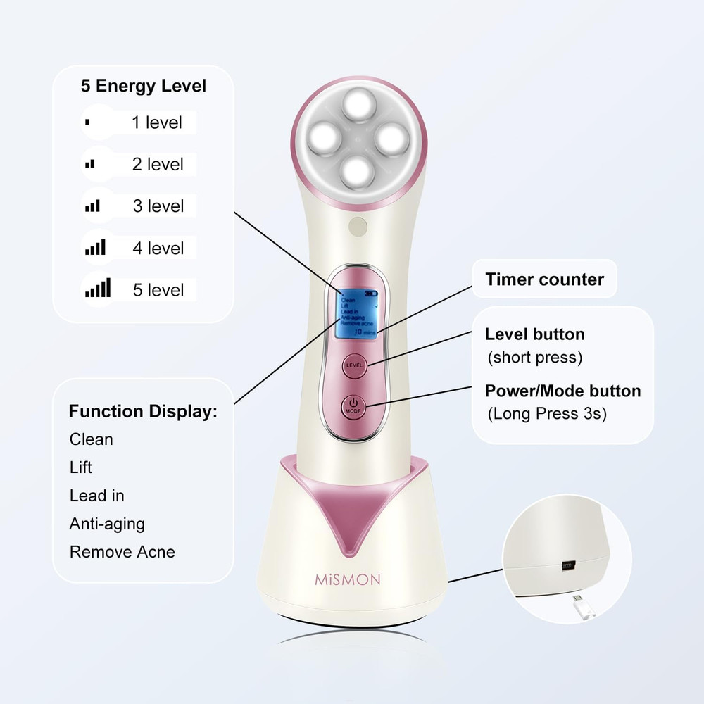 High Frequency Facial Machine Light Theraphy Micro-Current Device, 5 in 1 Multif