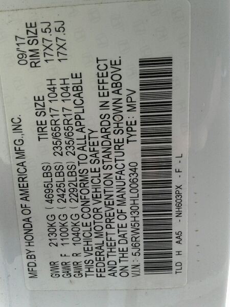 CR-V 2017 Transmission Shift Assembly 78941