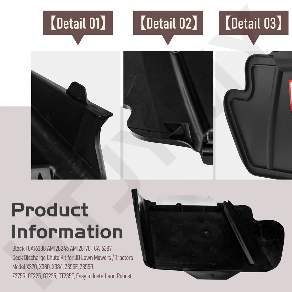 HTJYMY TCA16388 TCA16387 Discharge Chute Kit for JD X370, X380, X384, Black