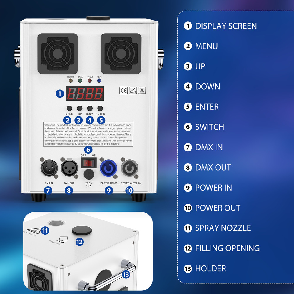 700W Cold Spark Machine Firework Control System Stage Effect DMX512 Wedding dj