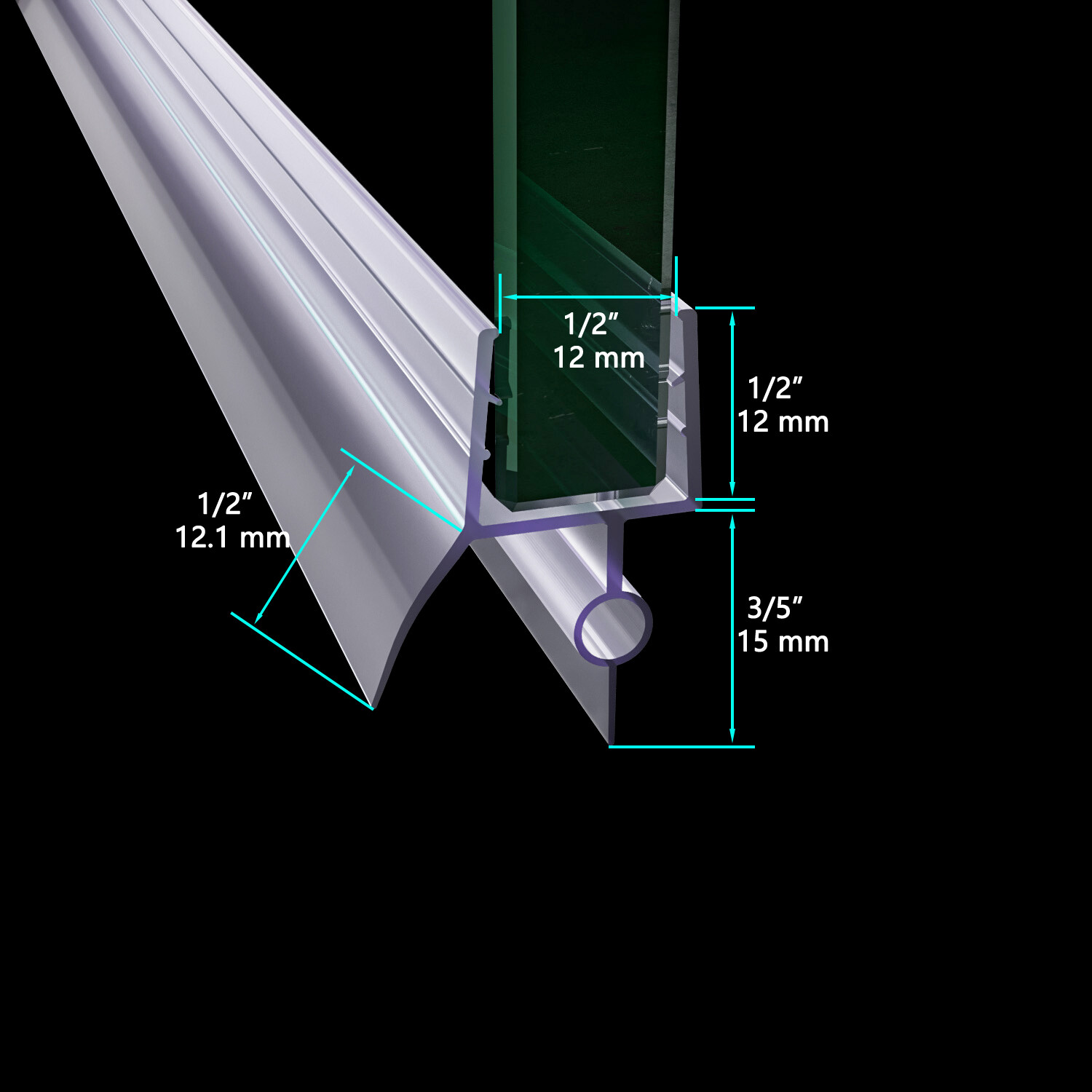 2-Pack Shower Door Bottom Seal Plastic Strips 36" Length Glass Door Seal Strip