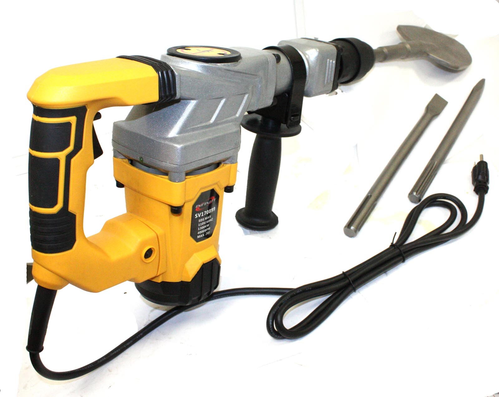 1300W SDS MAX ELECTRIC DEMOLITION HAMMER 4000 BPM 12A W/SDS-MAX SHOVEL & CHISELS