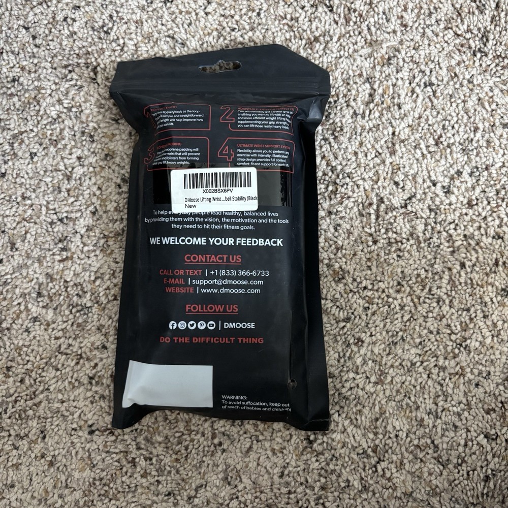 DMOOSE Lifting Straps Black Comfortable Wrist Support Quick Adjust Loop