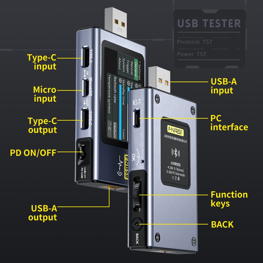 USB Voltage Current Meter Voltmeter Ammeter Type-C Fast Charge Tester QC/PD
