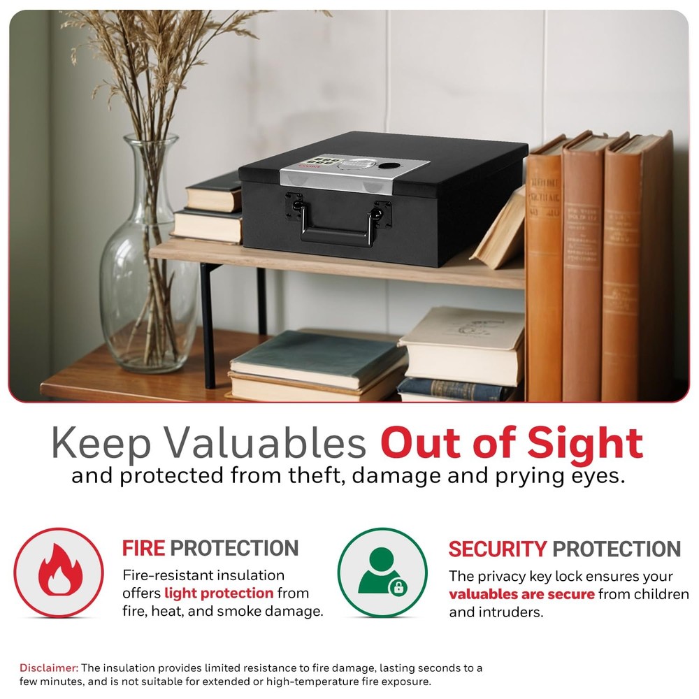 - Hideable Small Safe Box - Fire Resistant Document Safety Box for Home - Ste...