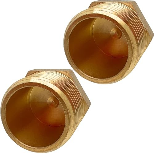 2 Pack Brass Pipe Plug Outer Hex Head Socket Plug Fitting for 3/4" NPT Male