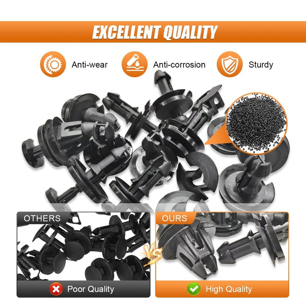 30PCS Front Bumper Clips, Rivet Clip Replacement Kit, Push-Type Air