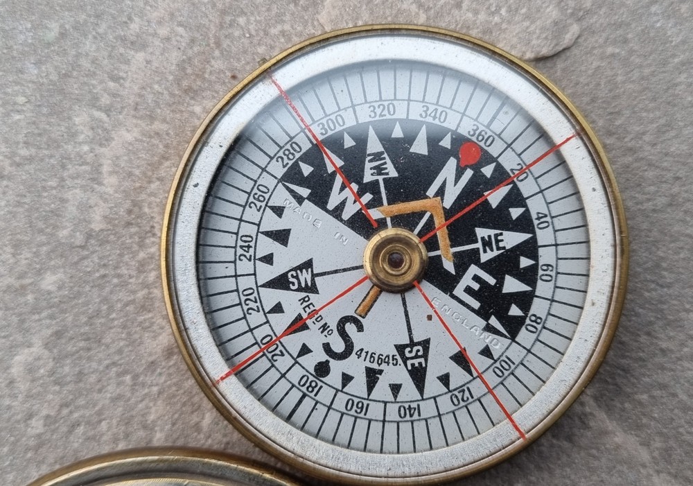 Antique Military Brass Compass
