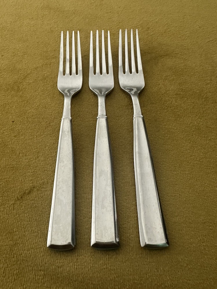 (3) Dinner Forks Wallace Silver WAS213 Stainless Flatware Minimalist
