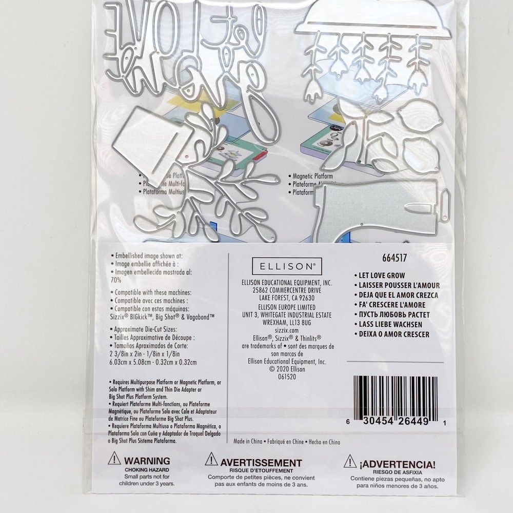 Sizzix Thinlits Let Love Grow Cutting Dies Garden Flowers Spring 664517 NEW