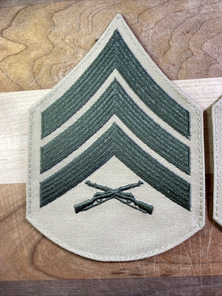 USMC Green & Khaki Sergeant Chevrons Patches