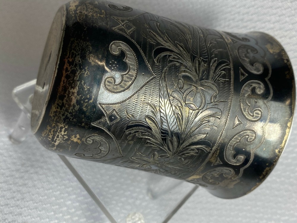 1872 Russian Cup 84 Silver Stamp Hallmarked Monogrammed EB & Dated 1904