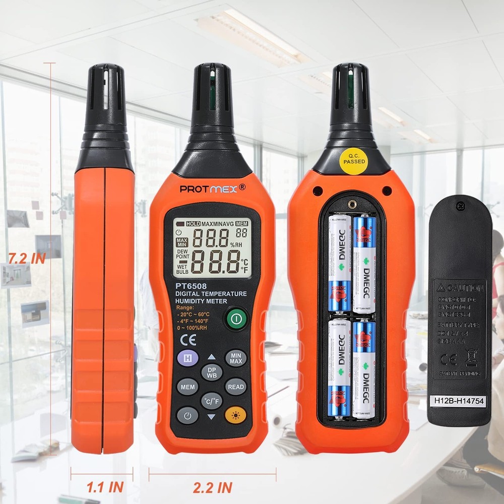 Digital Temperature Humidity Meter, Thermometer Hygrometer with Ambient Dew P...