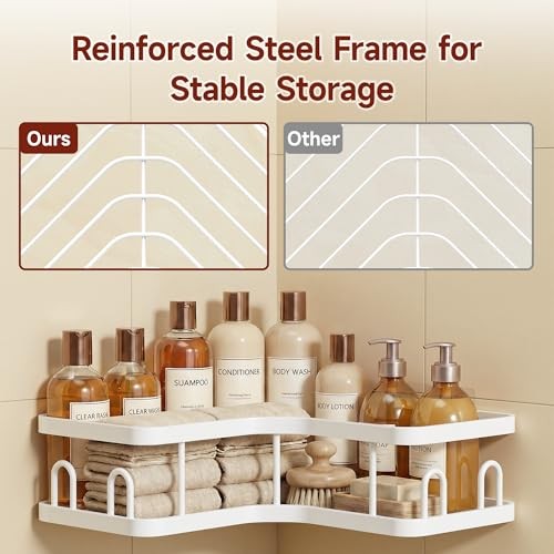 Corner Shower Caddy 5-Pack, Advanced 5-Piece Set(2 Large+3 Small) White