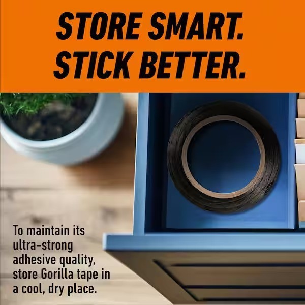 Heavy Duty Black Duct Tape Gorilla Tough Weather Resistant Large (10 yard) Roll