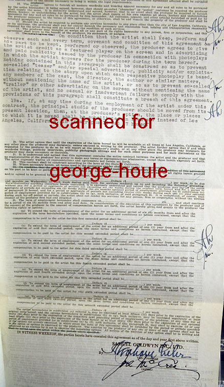 JOEL MC CREA - DOCUMENT - SIGNED & INITIALED 7X - 1935 - GOLDWYN CONTRACT
