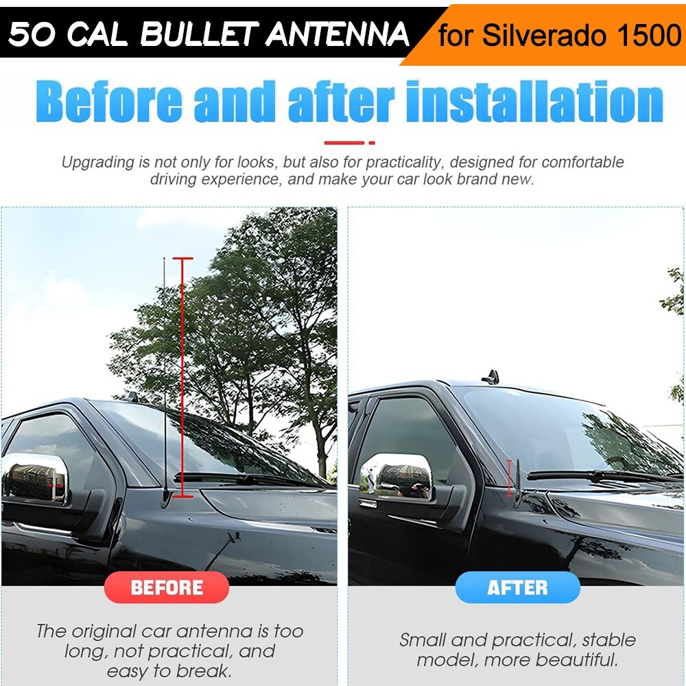 FLAG BULLET ANTENNA 50 CAL for CHEVROLET SILVERADO 1500/2500/3500/GMC SIERRA USA