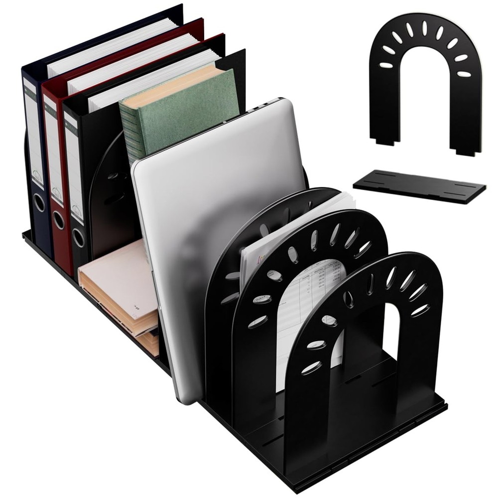 Adjustable File Organizer for Desk, Sturdy Plastic Expandable Upright File Ho...