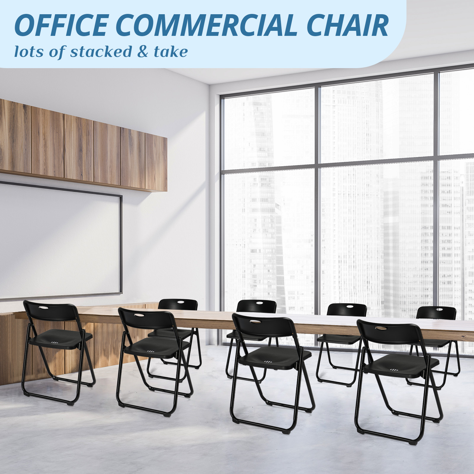 4 Pieces Outdoor Heavy Duty Plastic Folding Chairs with Reinfoced Steel Frame