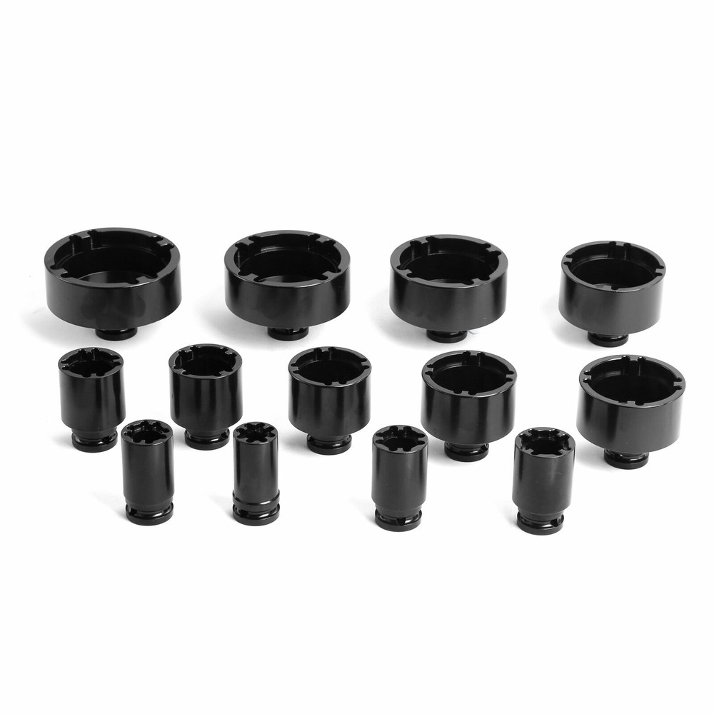 13Pcs 1/2" Drive Grooved Lock Nuts Socket Set With Internal Teeth 18-80MM Size