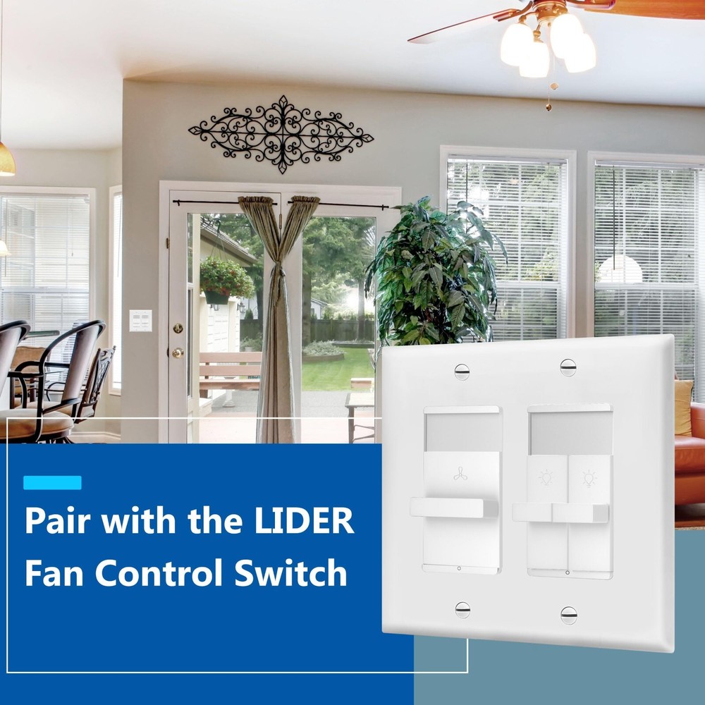 Combination Dual Dimmer Light Switch Control, 2 Sliding Light Controls, Single P