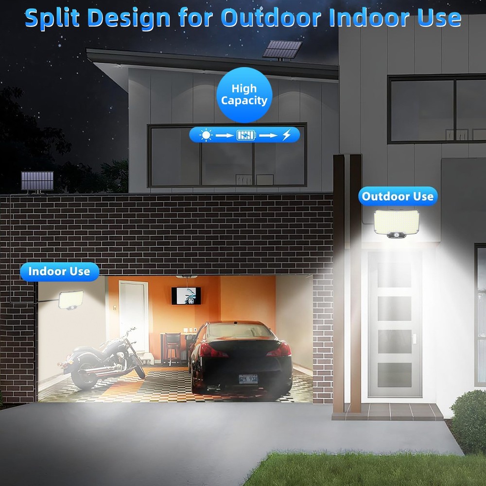 2-in-1 Solar Wall Light with Remote - Split Motion Sensor Dimmable LED Lamp