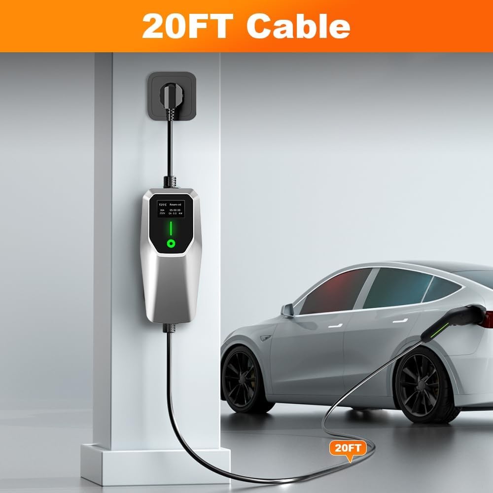 32A Level 2 EV Charger Portable 20FT Cable
