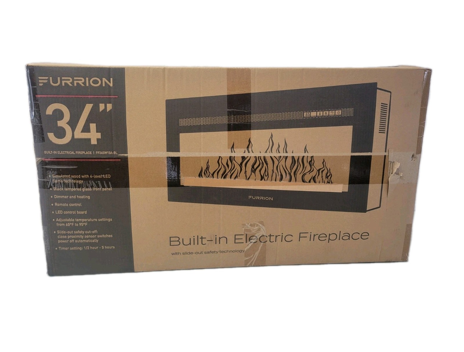 FURRION 34" Electric Fireplace With Remote FF34SW15A-BL *RV/CAMPER (NEW-IN BOX)