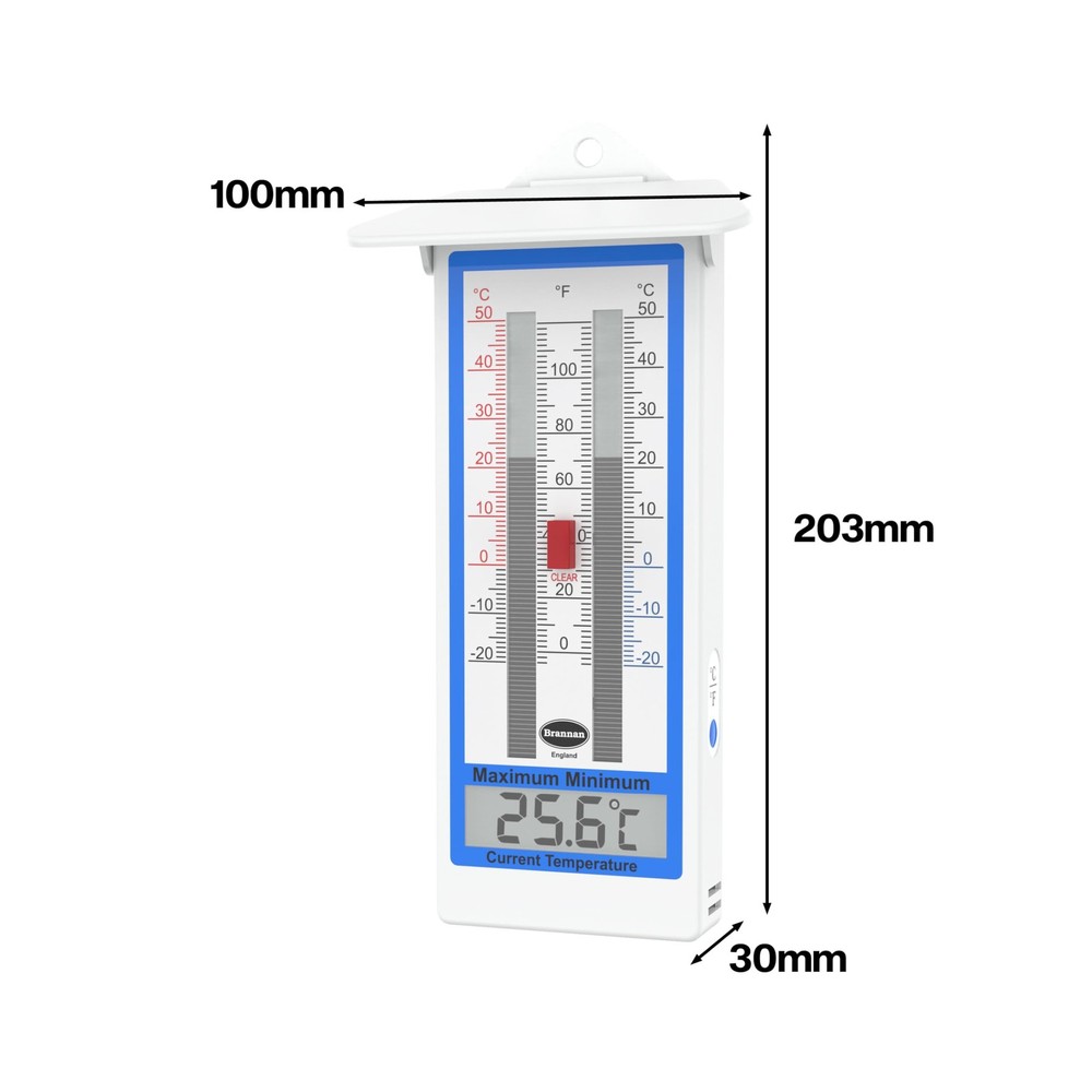 Digital Greenhouse Thermometer - Max Min for White Case