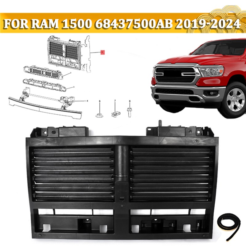 For 2019-2024 Dodge Ram 1500 Active Radiator Shutter Grille W/O Motor 68437500AB