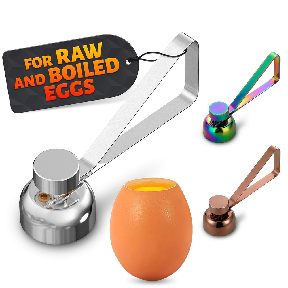 Egg Cracker Tool for Raw Eggs — Egg Shell Opener for Soft-Boiled Shell Tops, Sta